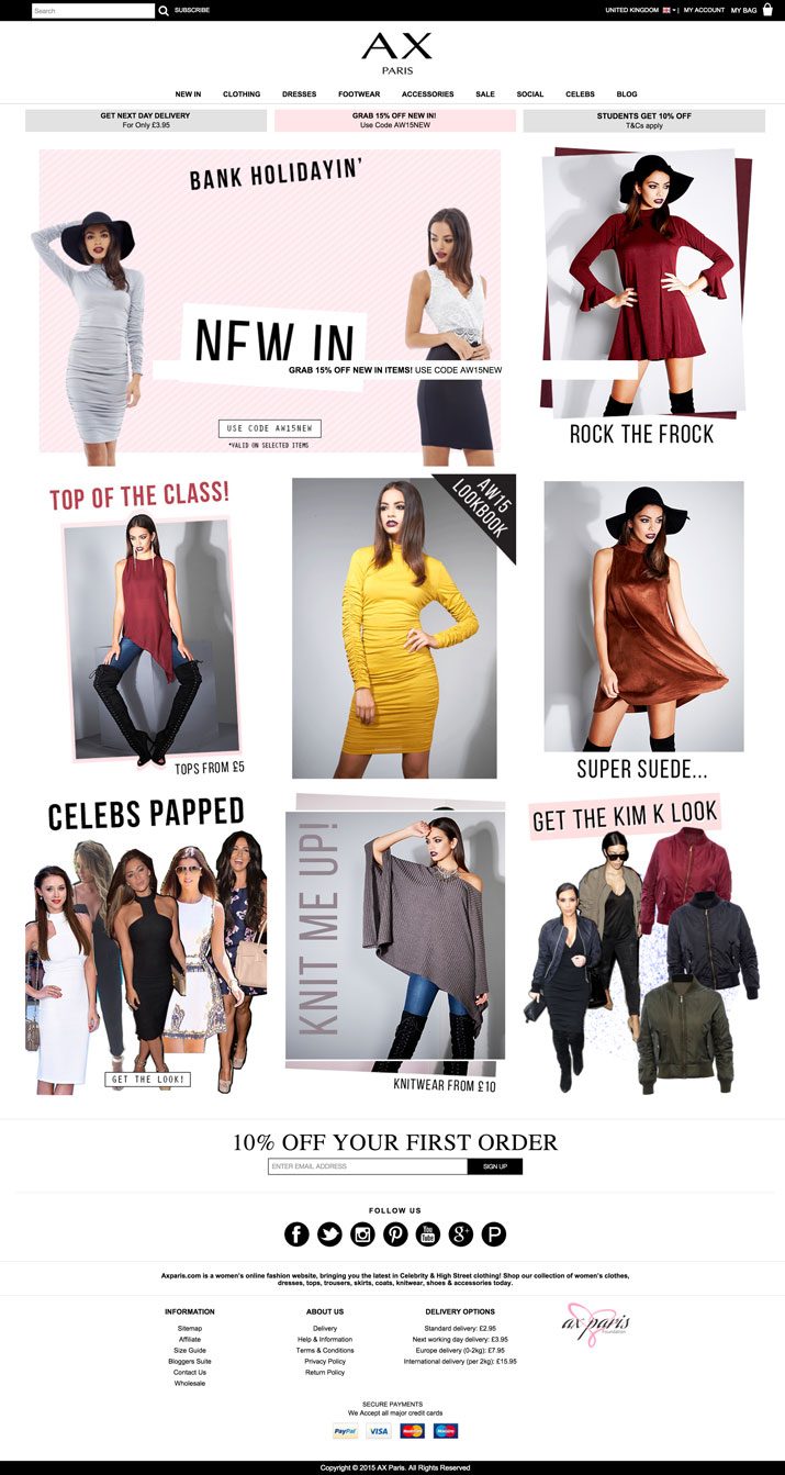 AX Paris Ecommerce Site