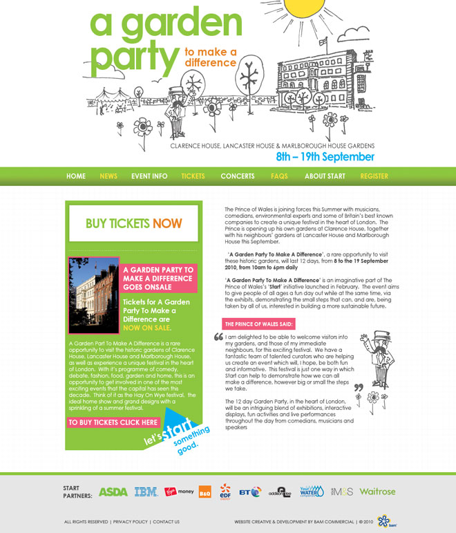 Start Garden Party Website